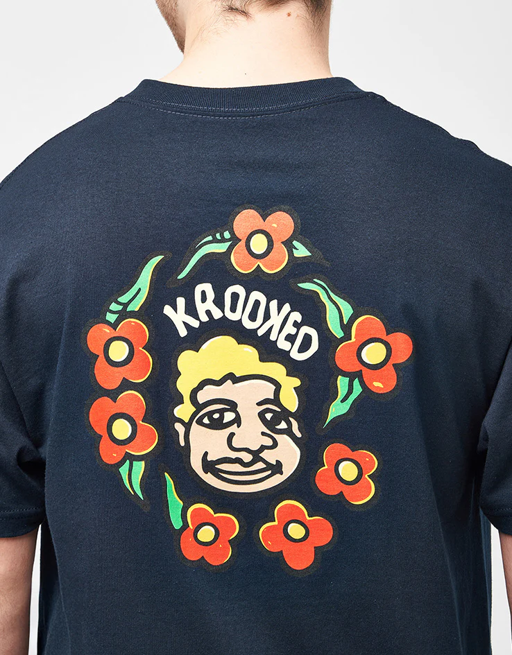 Krooked MG T-Shirt - True Navy/Cream/Multi - Image 3