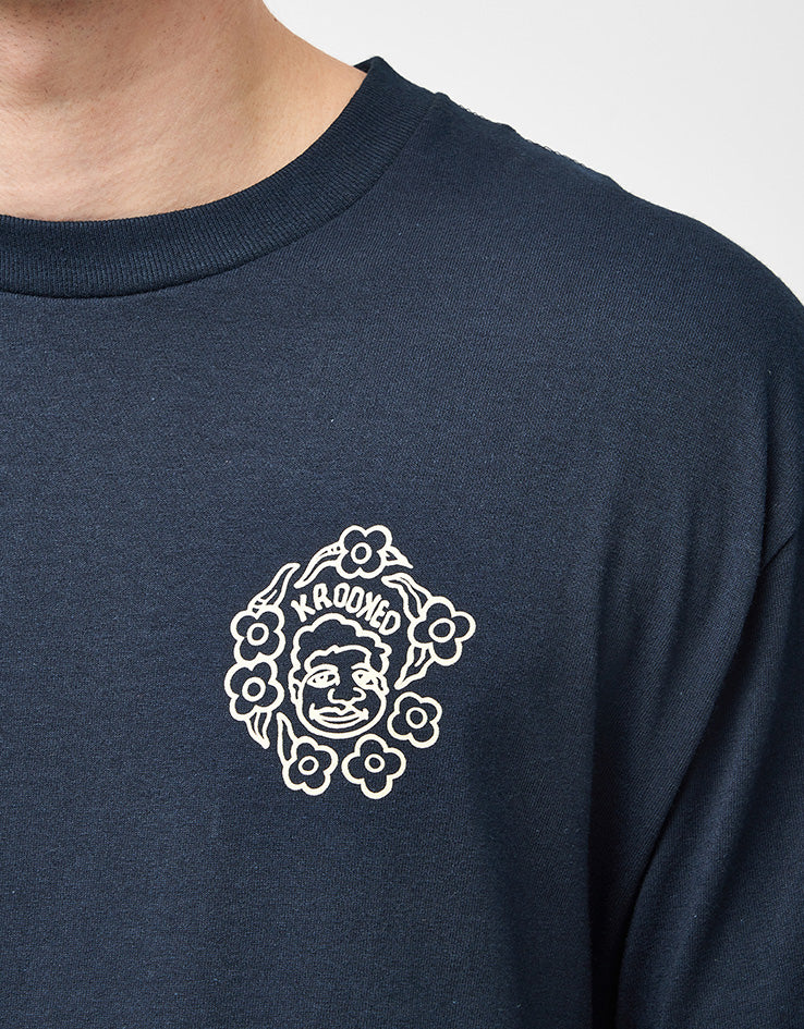 Krooked MG T-Shirt - True Navy/Cream/Multi - Image 4