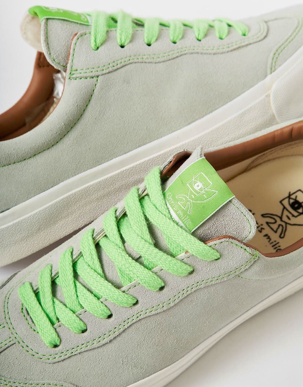 Last Resort AB VM004 Milic Suede Skate Shoes - Green Tint/White - Image 4