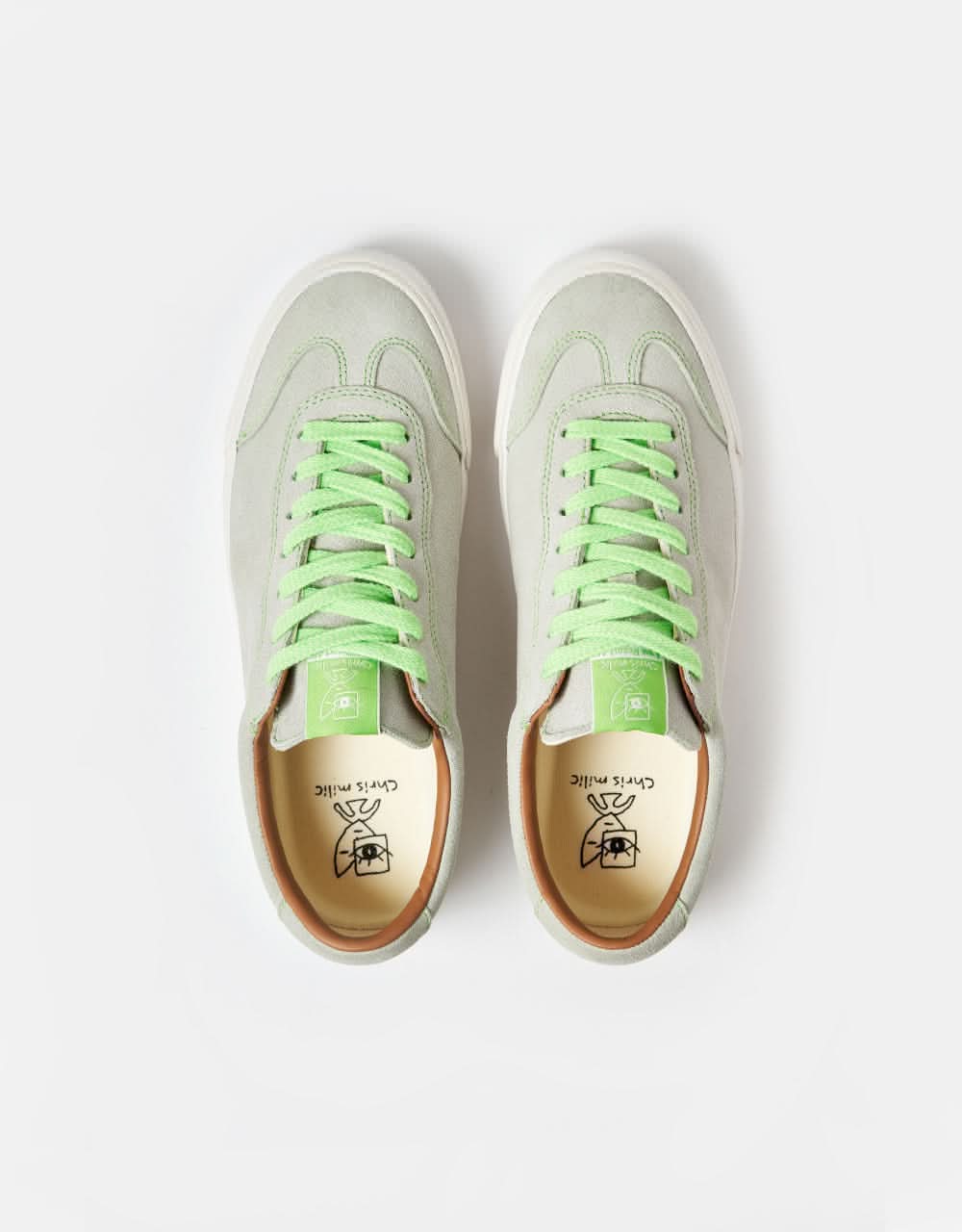 Last Resort AB VM004 Milic Suede Skate Shoes - Green Tint/White - Image 6