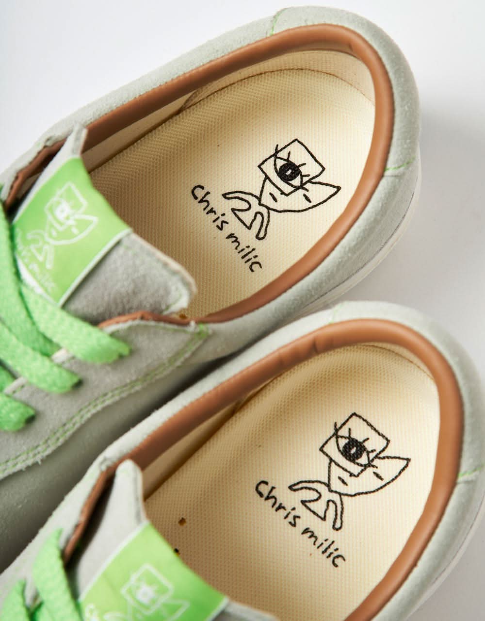 Last Resort AB VM004 Milic Suede Skate Shoes - Green Tint/White - Image 7