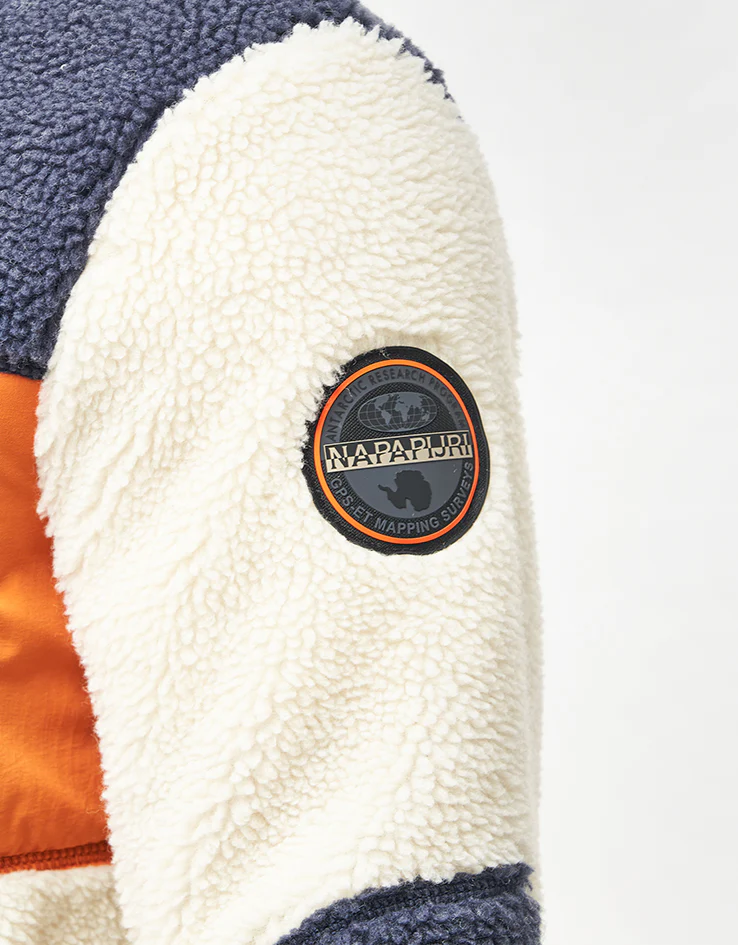 Napapijri Yupik Full Zip Fleece - White Heron/Blue Marine/Orange Pumpkin - Image 5