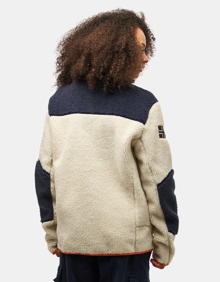 Napapijri Yupik Full Zip Fleece - White Heron/Blue Marine/Orange Pumpkin - Image 8