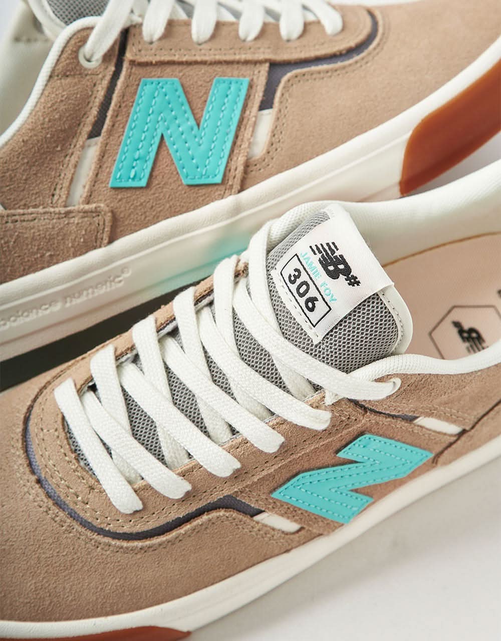 New Balance Numeric Jamie Foy 306 Skate Shoes - Tan/Turquoise - Image 5