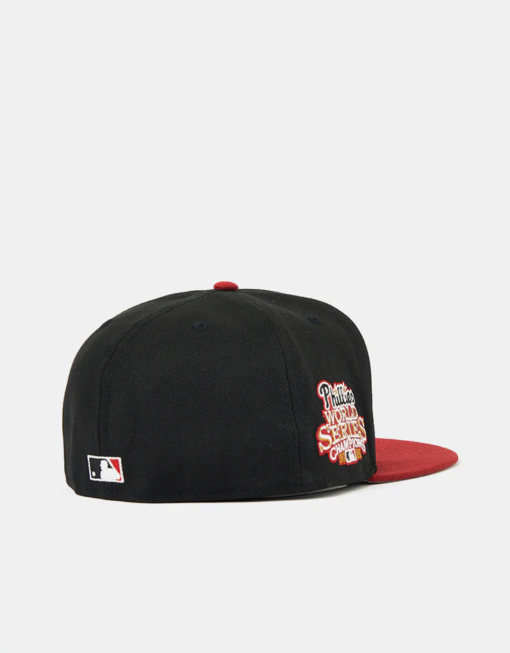 New Era Philadelphia Phillies Visor Clip 59Fifty® Fitted Cap - Black/Hot Red - Image 6