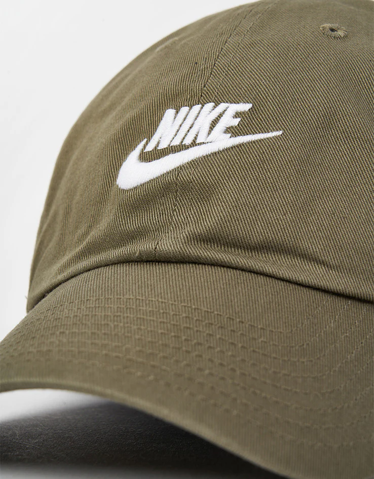 Nike Club Unstructured Futura Wash Cap - Medium Olive/White - Image 2