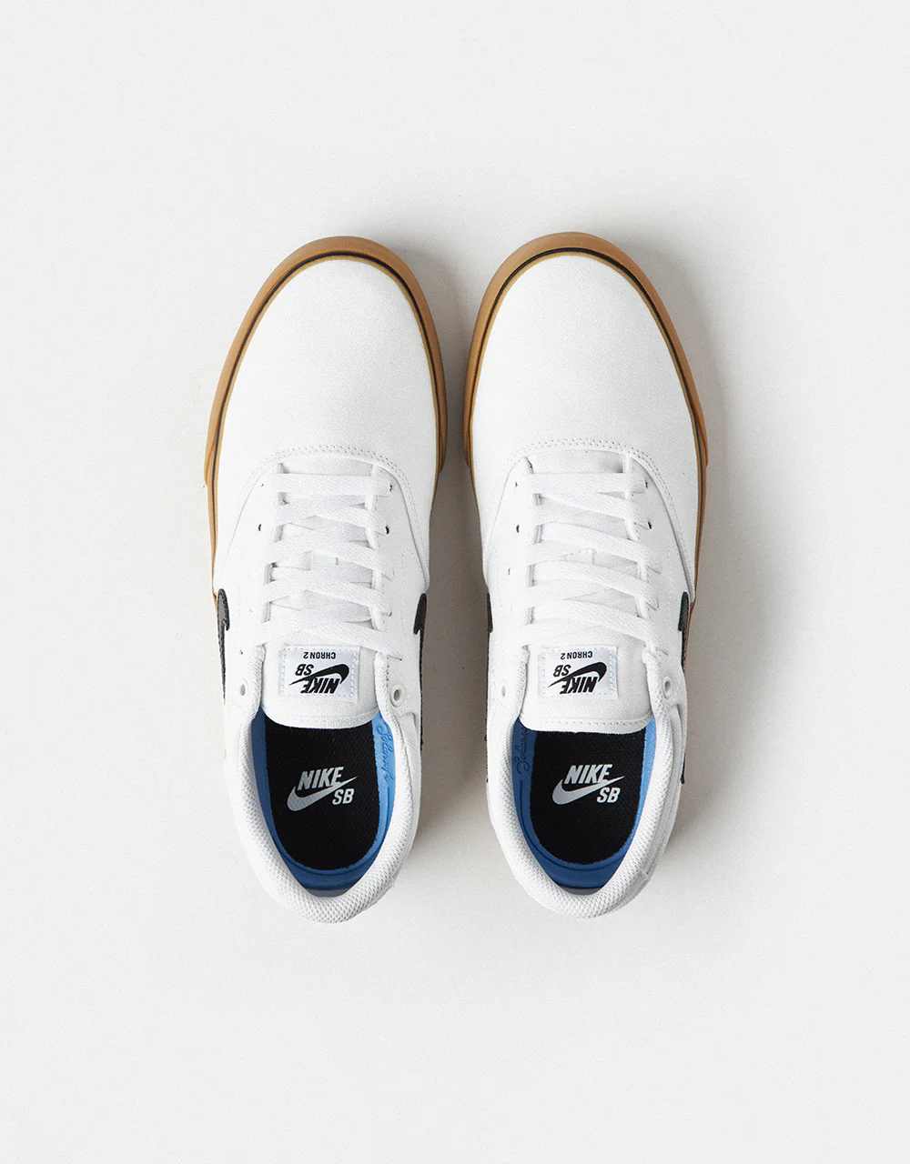 Nike SB Chron 2 Canvas Skate Shoes - White/Black-White-Gum Light Brown - Image 2