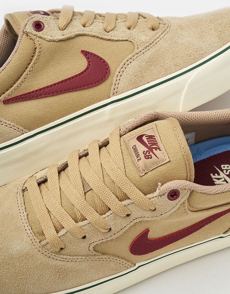 Nike SB Chron 2 Skate Shoes - Parachute Beige/Dark Team Red - Image 5