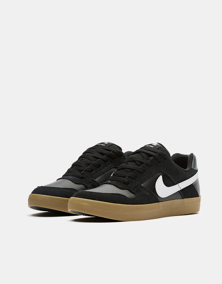 Nike SB Delta Force Vulc Skate Shoes - Black/White-Gum Light Brown-Dark Grey - Image 3