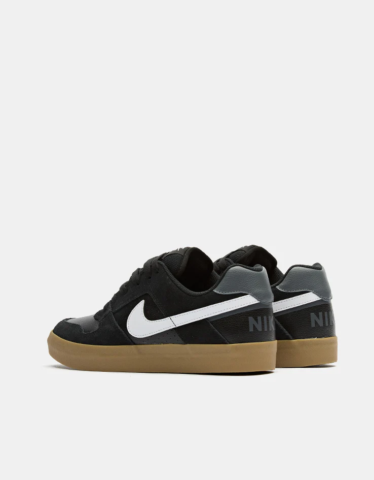 Nike SB Delta Force Vulc Skate Shoes - Black/White-Gum Light Brown-Dark Grey - Image 4
