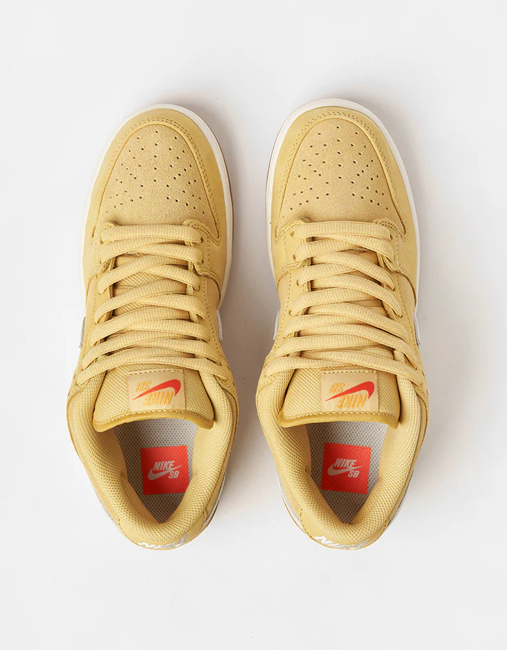 Nike SB Dunk Low Pro ISO Skate Shoes - Saturn Gold/Sail-Saturn Gold-Solar - Image 3
