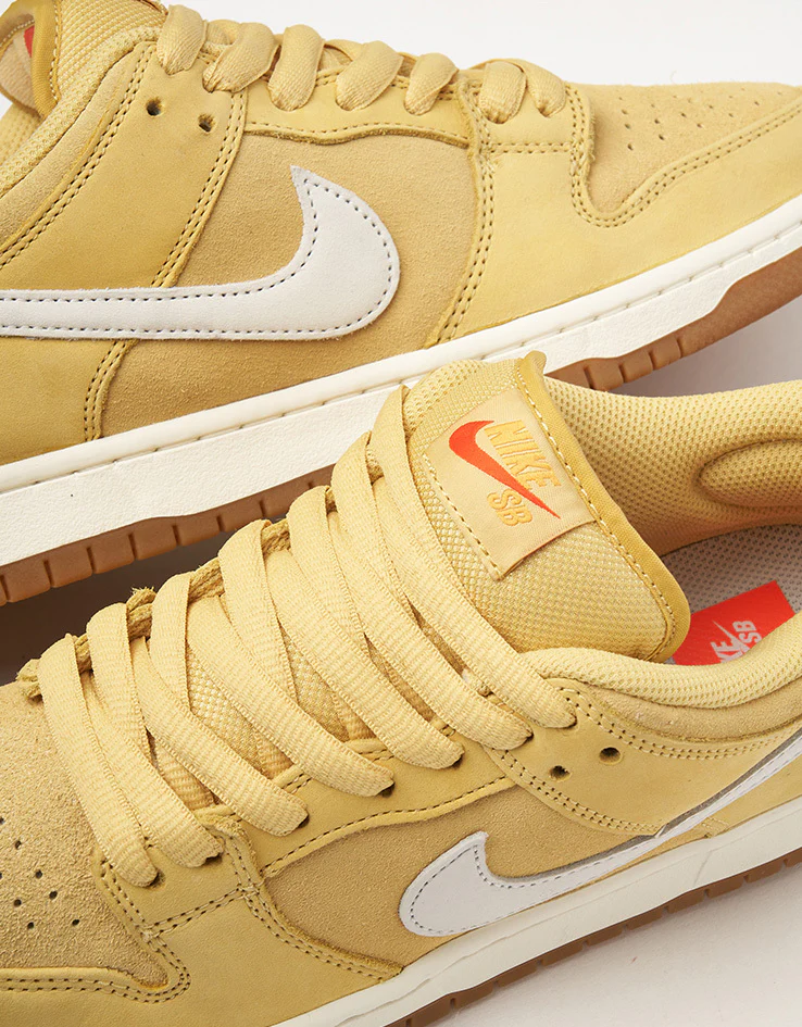 Nike SB Dunk Low Pro ISO Skate Shoes - Saturn Gold/Sail-Saturn Gold-Solar - Image 7