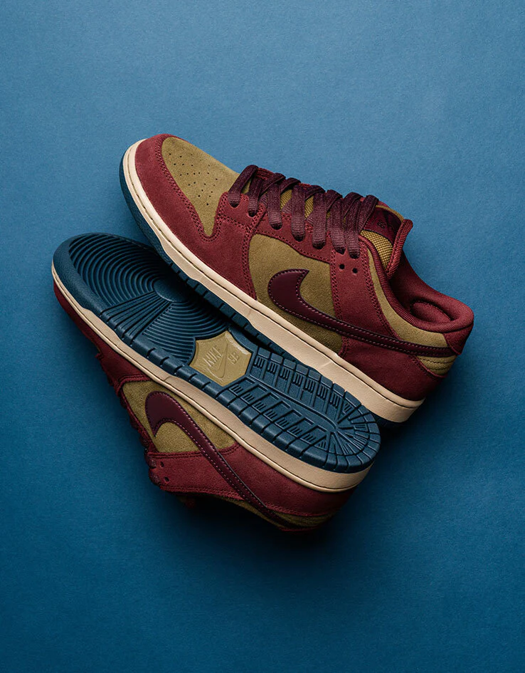 Nike SB Dunk Low Pro Skate Shoes - Dark Team Red/Burgundy Crush-Olive - Image 2