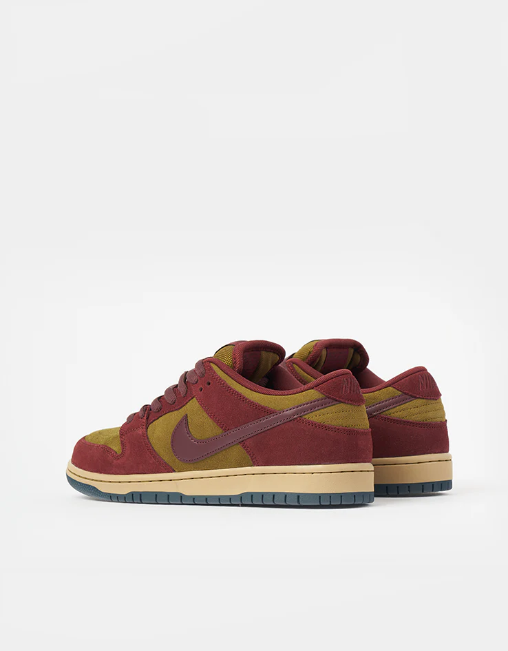 Nike SB Dunk Low Pro Skate Shoes - Dark Team Red/Burgundy Crush-Olive - Image 5
