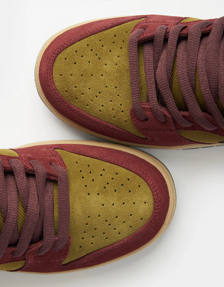 Nike SB Dunk Low Pro Skate Shoes - Dark Team Red/Burgundy Crush-Olive - Image 8