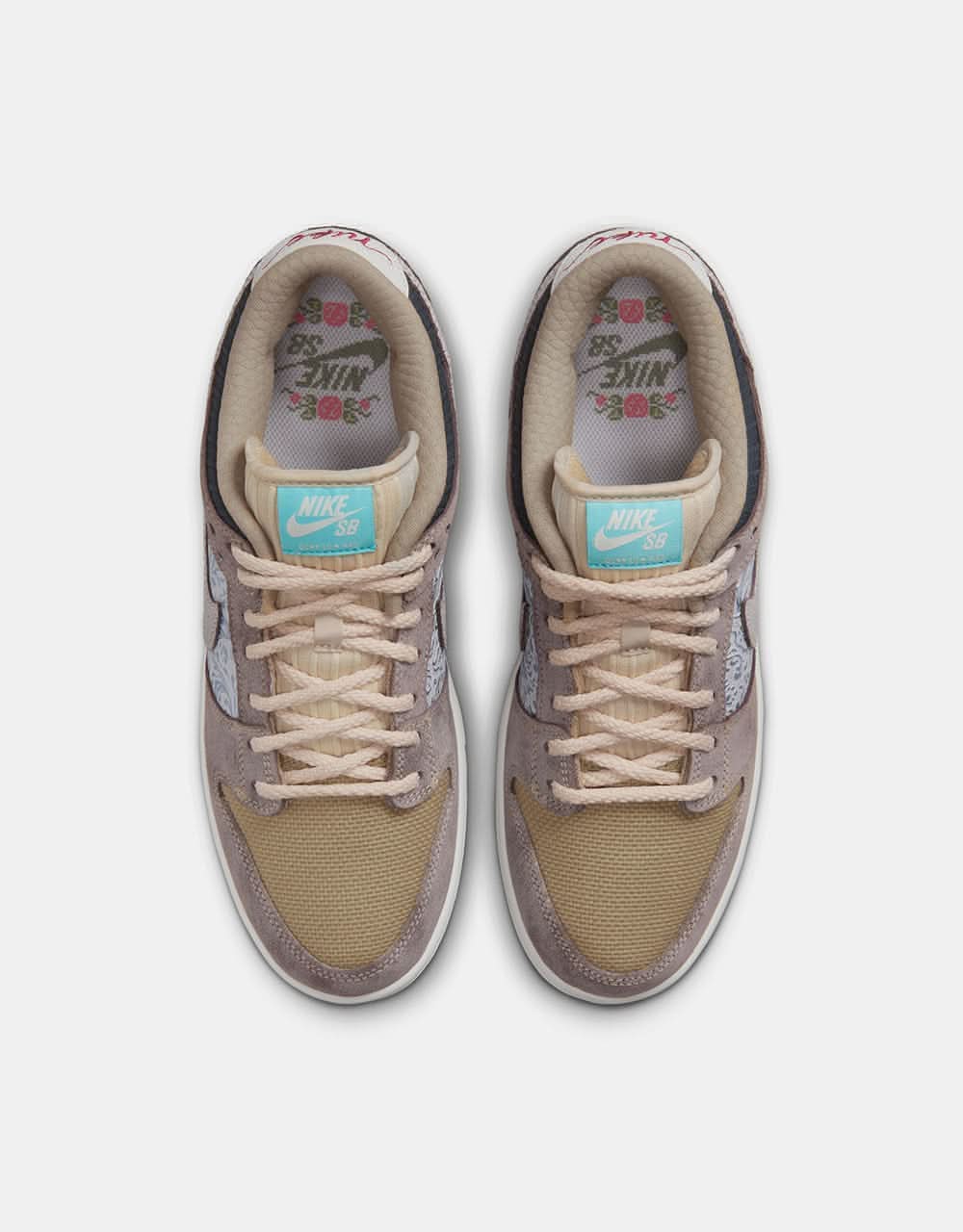 Nike SB Dunk Low Pro WC Skate Shoes - Baroque Brown/Summit White-Sanddrift-Dk Smoke Grey-Paradise Aqua-Dragon Red - Image 3