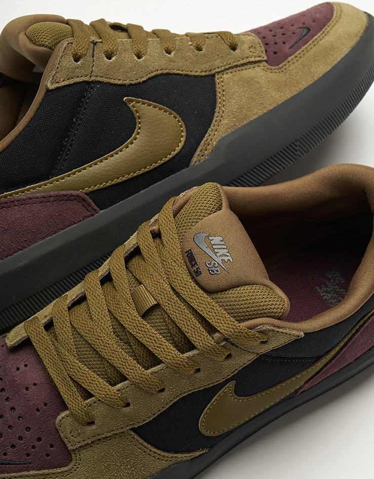 Nike SB Force 58 Skate Shoes - Black/Olive Flak-Burgundy Crush-Off Noir - Image 5