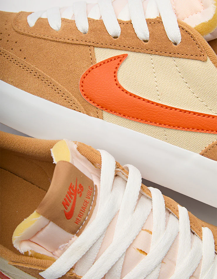 Nike SB Heritage Vulc Skate Shoes - Flax/College Orange-Oatmeal-White - Image 6
