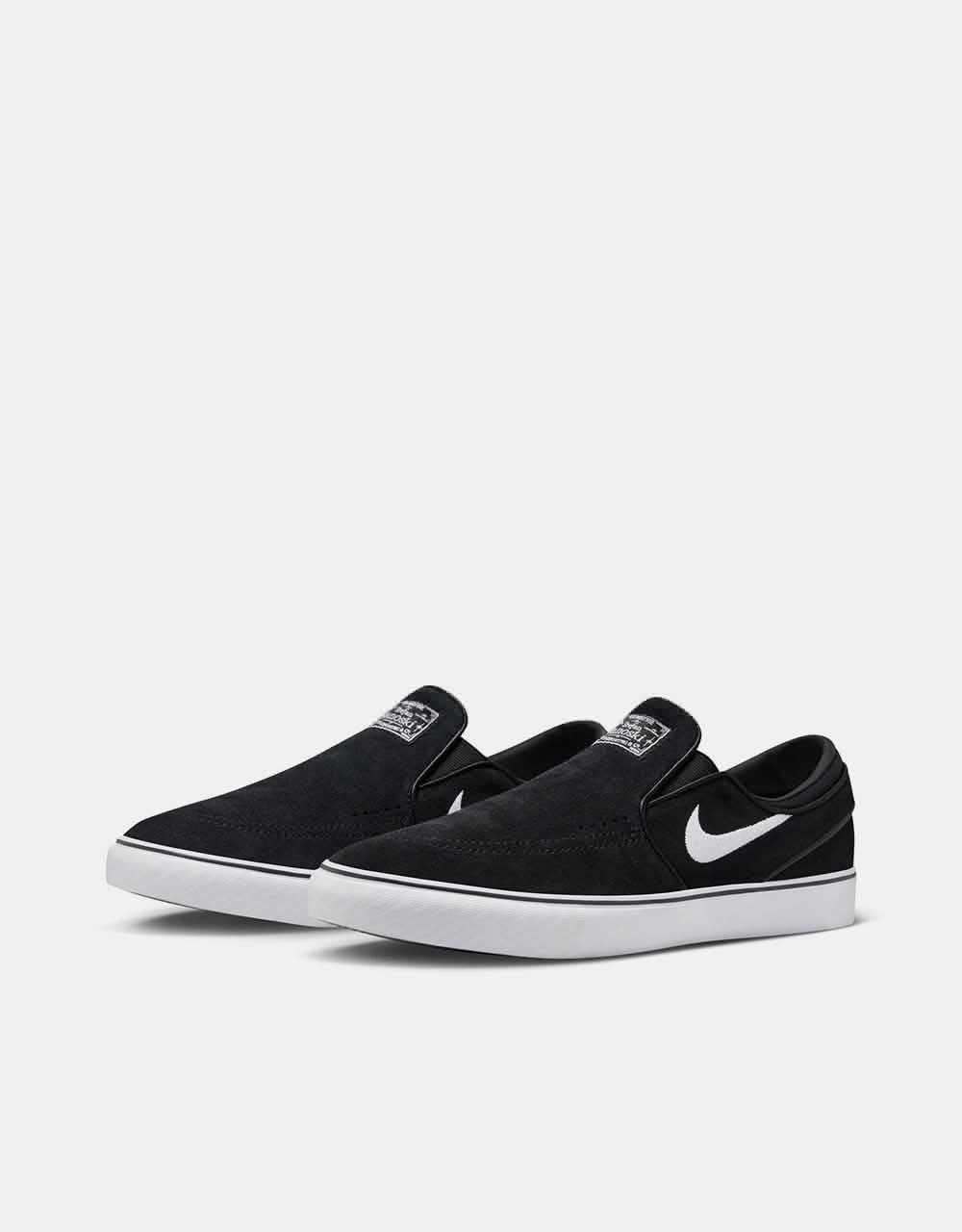 Nike SB Janoski+ Slip Skate Shoes - Black/White-Black-Black-White - Image 2