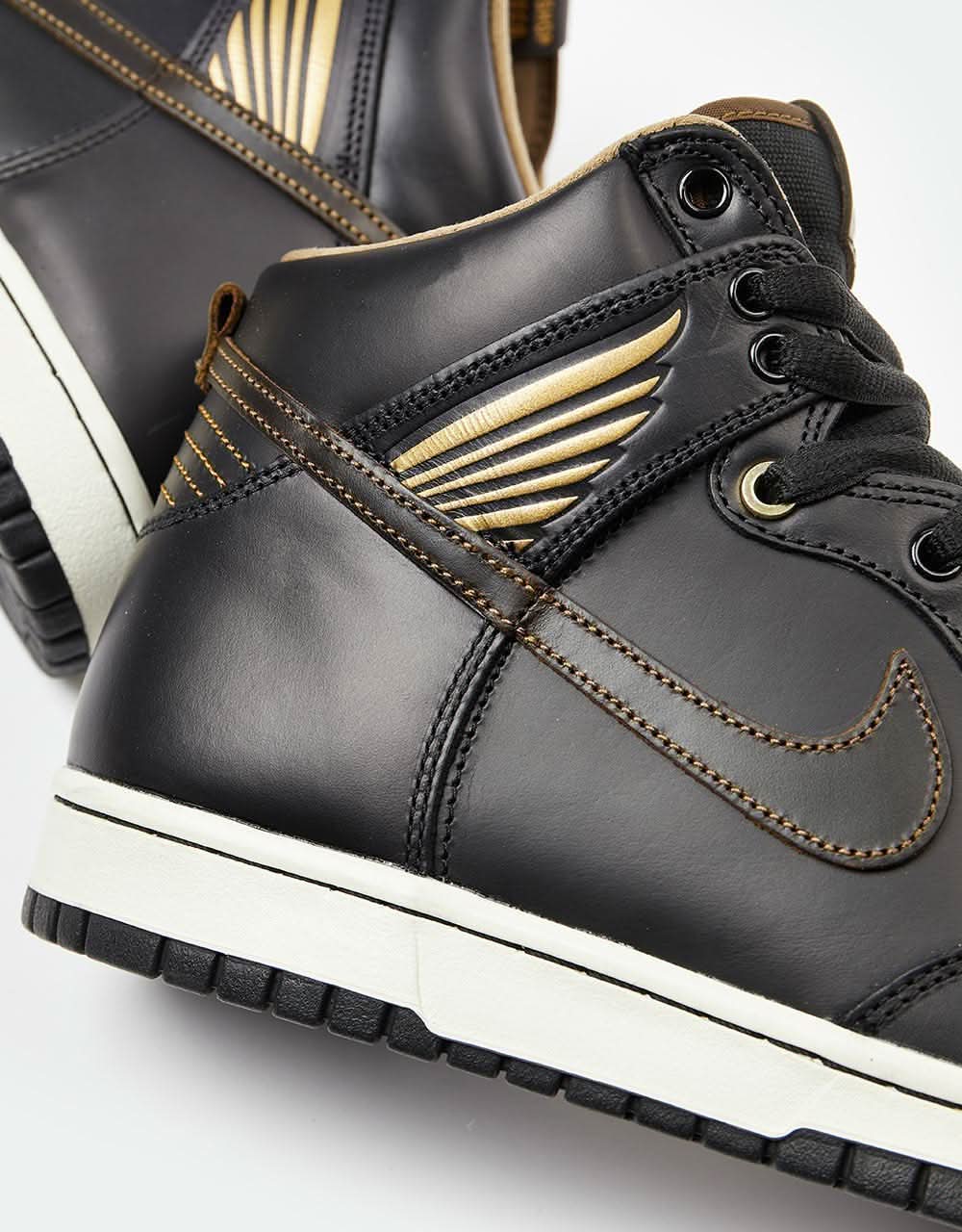 Nike SB 'Pawnshop' Dunk High OG QS Skate Shoes - Black/Black-Metallic Gold - Image 10