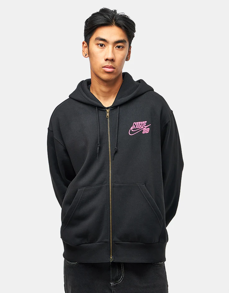 Nike SB SK8 Fiend Full Zip Hoodie - Black/White - Image 2