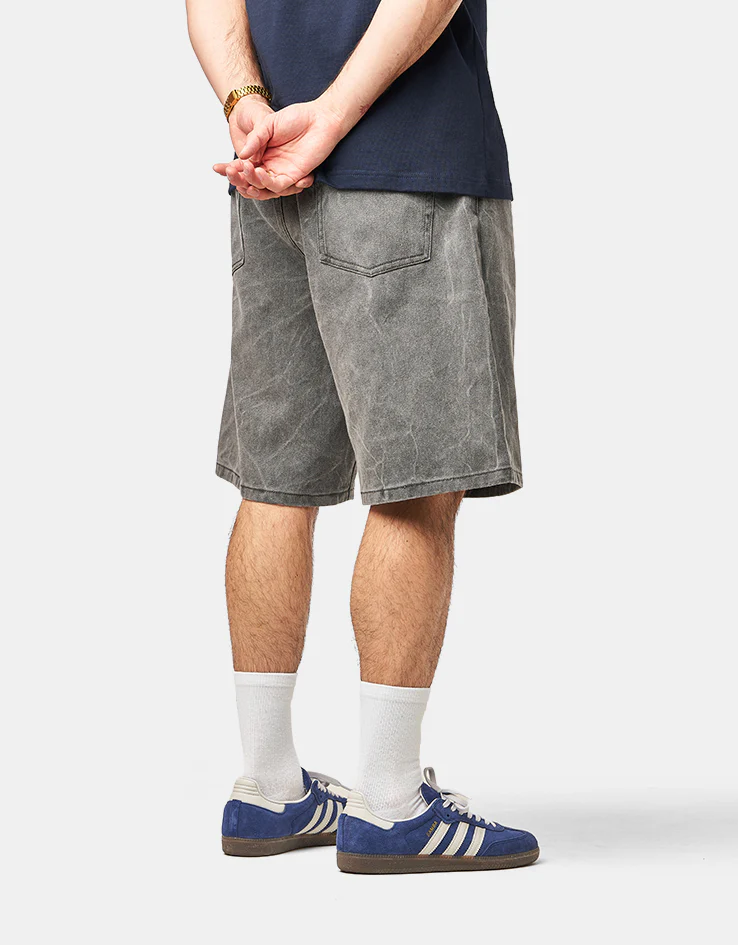 Obey Bigwig Baggy Denim Shorts - Black Wrinkle Wash - Image 2