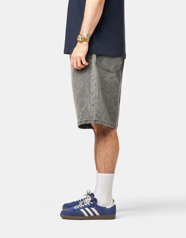 Obey Bigwig Baggy Denim Shorts - Black Wrinkle Wash - Image 3