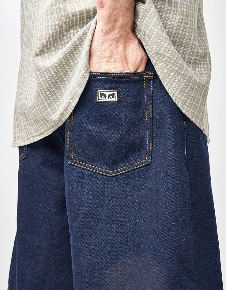 Obey Bigwig Baggy Denim Shorts - Rinse Indigo - Image 4