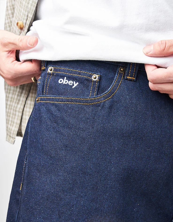 Obey Bigwig Baggy Denim Shorts - Rinse Indigo - Image 5