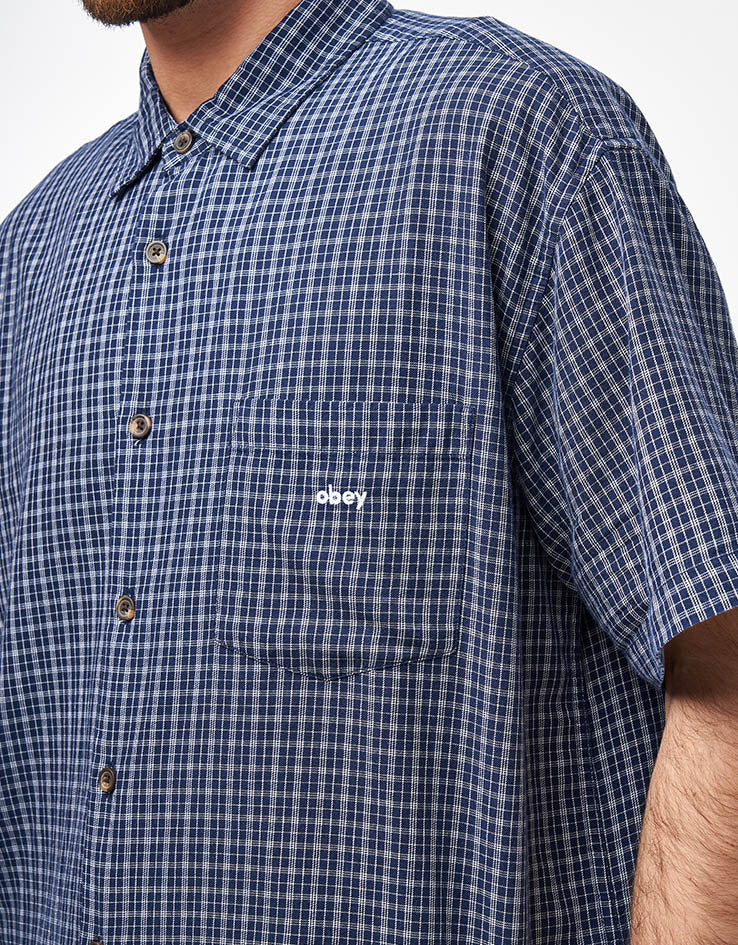 Obey Bigwig Ian Woven S/S Shirt - Academy Navy Multi - Image 4
