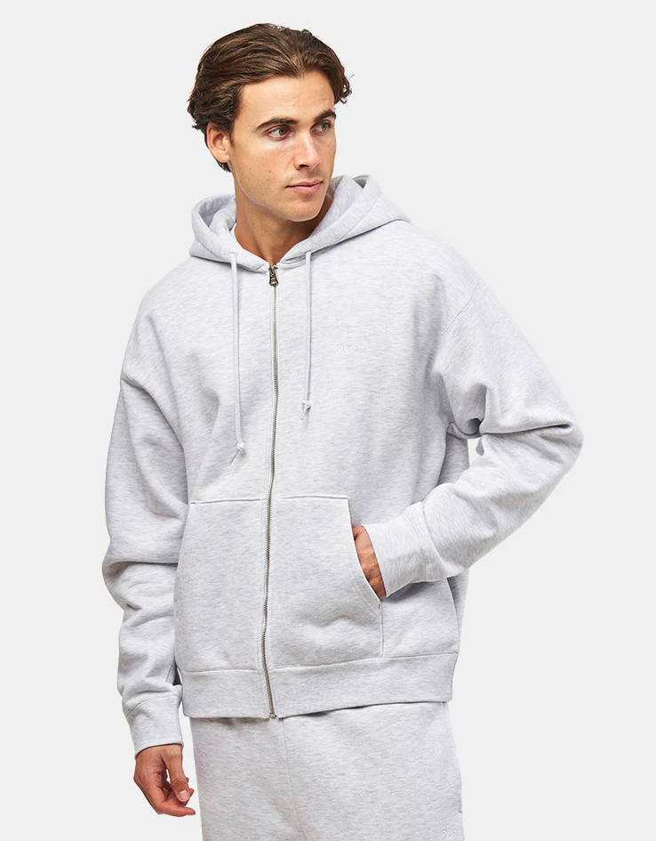 Obey Established Works Bold II Zip Hoodie - Ash Grey - Image 2