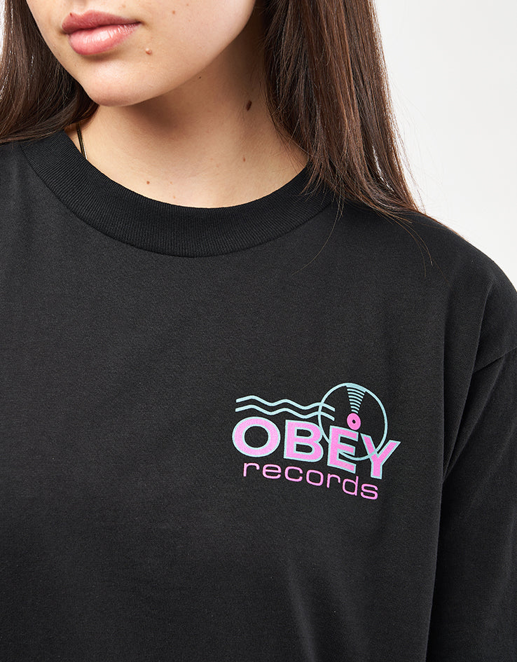 Obey Records Sound Waves T-Shirt - Black - Image 8