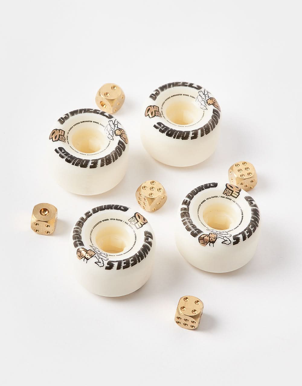 OJ Double Duro Mini Combo 101a/95a Skateboard Wheels - White/White-Black - Image 2