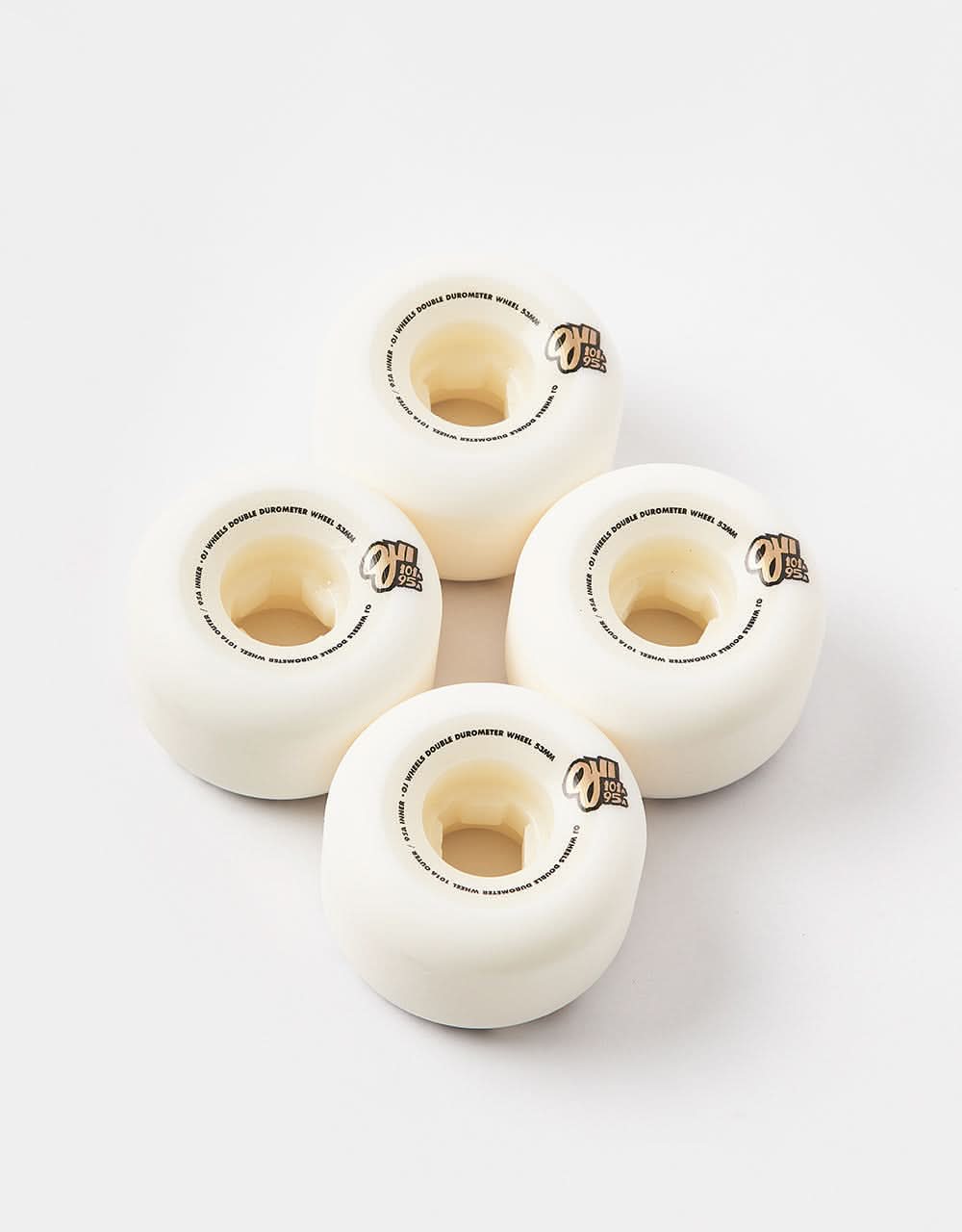 OJ Double Duro Mini Combo 101a/95a Skateboard Wheels - White/White-Black - Image 4