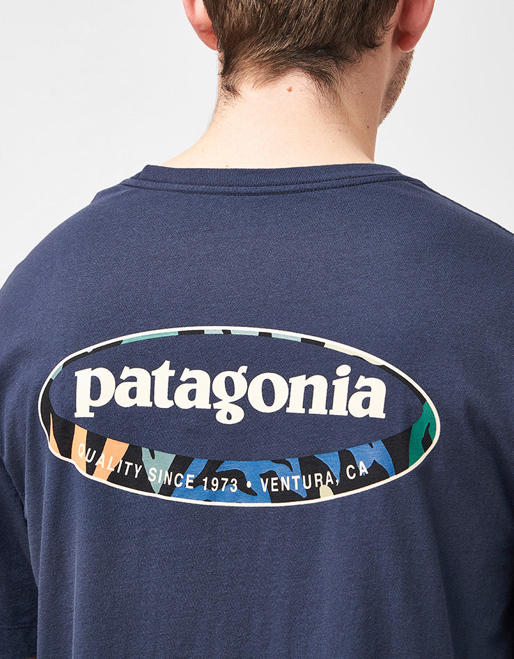 Patagonia '95 Oval Logo T-Shirt - New Navy: Kaleido - Image 3