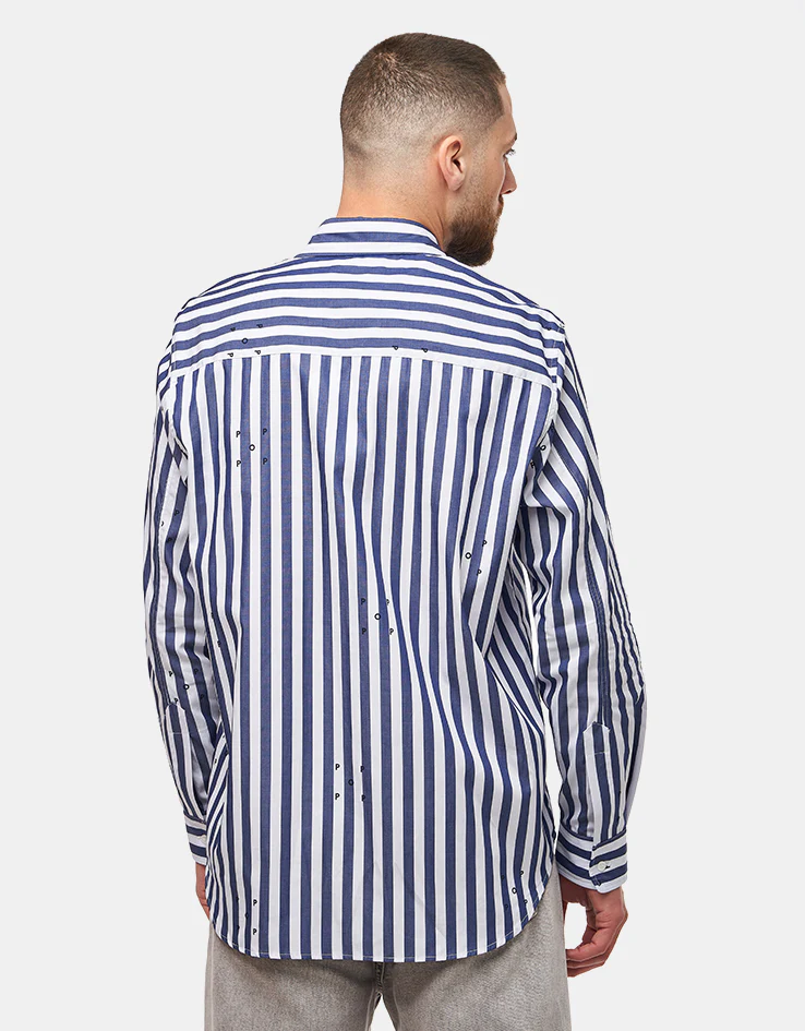 Pop Trading Company Logos Stripe Shirt - Navy/White - Image 2