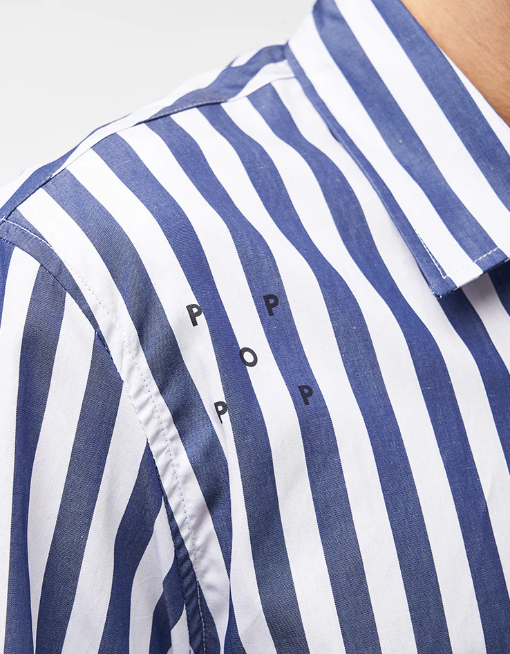 Pop Trading Company Logos Stripe Shirt - Navy/White - Image 5