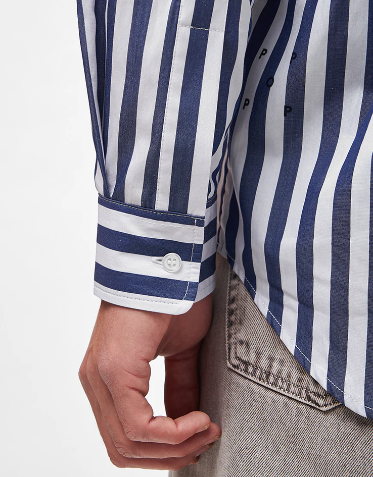 Pop Trading Company Logos Stripe Shirt - Navy/White - Image 7