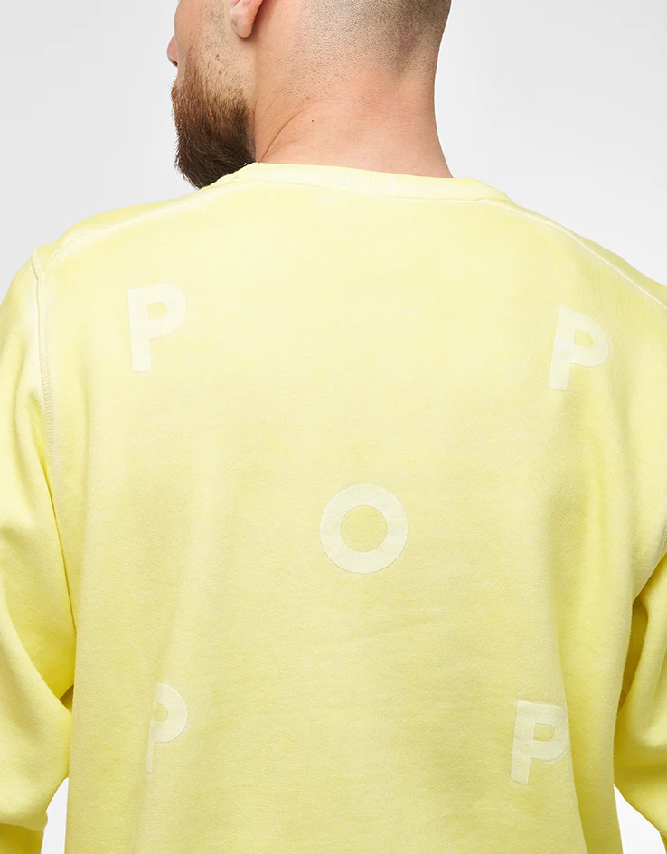 Pop Trading Company Stencil Logo Crewneck Sweat - Lemon Grass - Image 3