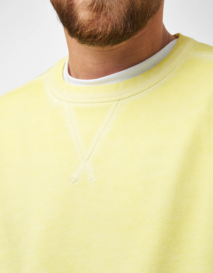 Pop Trading Company Stencil Logo Crewneck Sweat - Lemon Grass - Image 4
