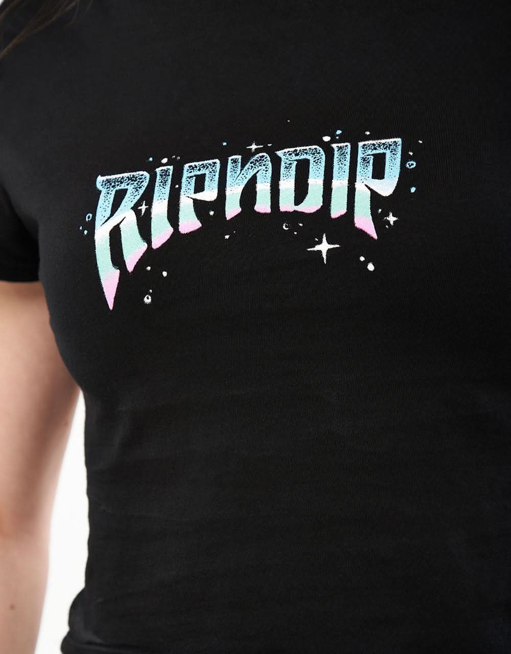 RIPNDIP Womens Superstar Cropped Baby Tee - Black - Image 3