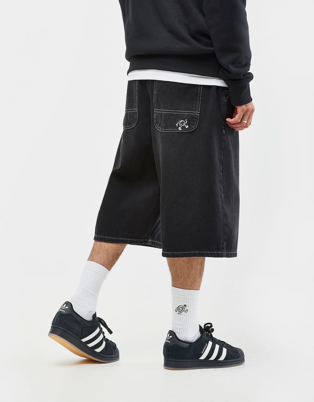 Route One Super Baggy XL Jorts - Washed Black - Image 3