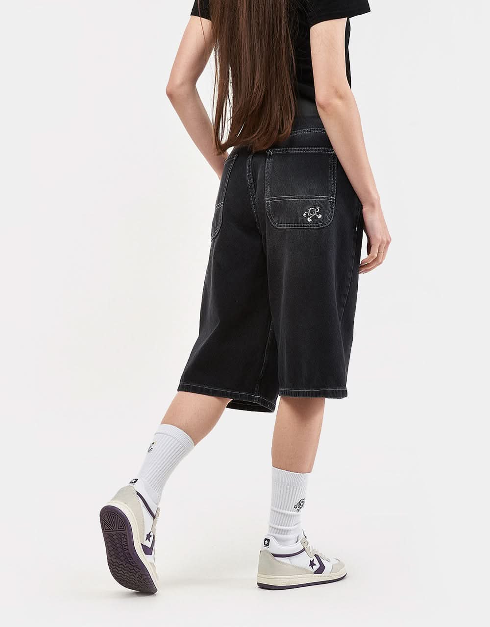 Route One Super Baggy XL Jorts - Washed Black - Image 9