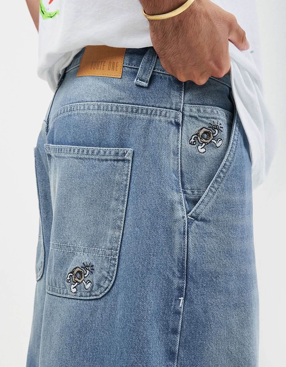 Route One Super Baggy XL Jorts - Washed Blue - Image 2