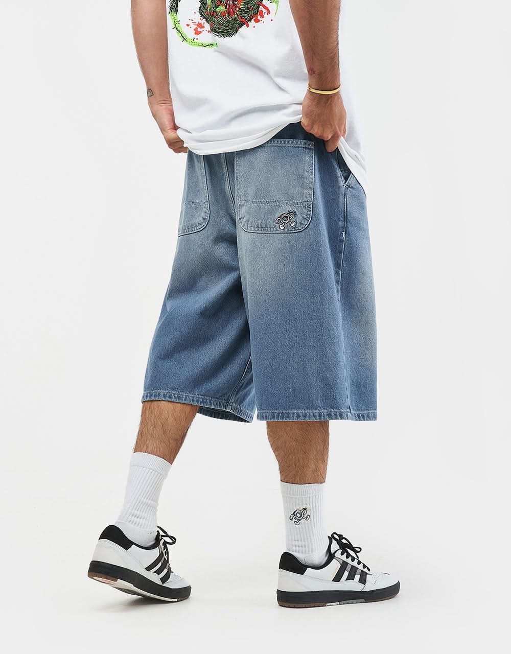 Route One Super Baggy XL Jorts - Washed Blue - Image 3