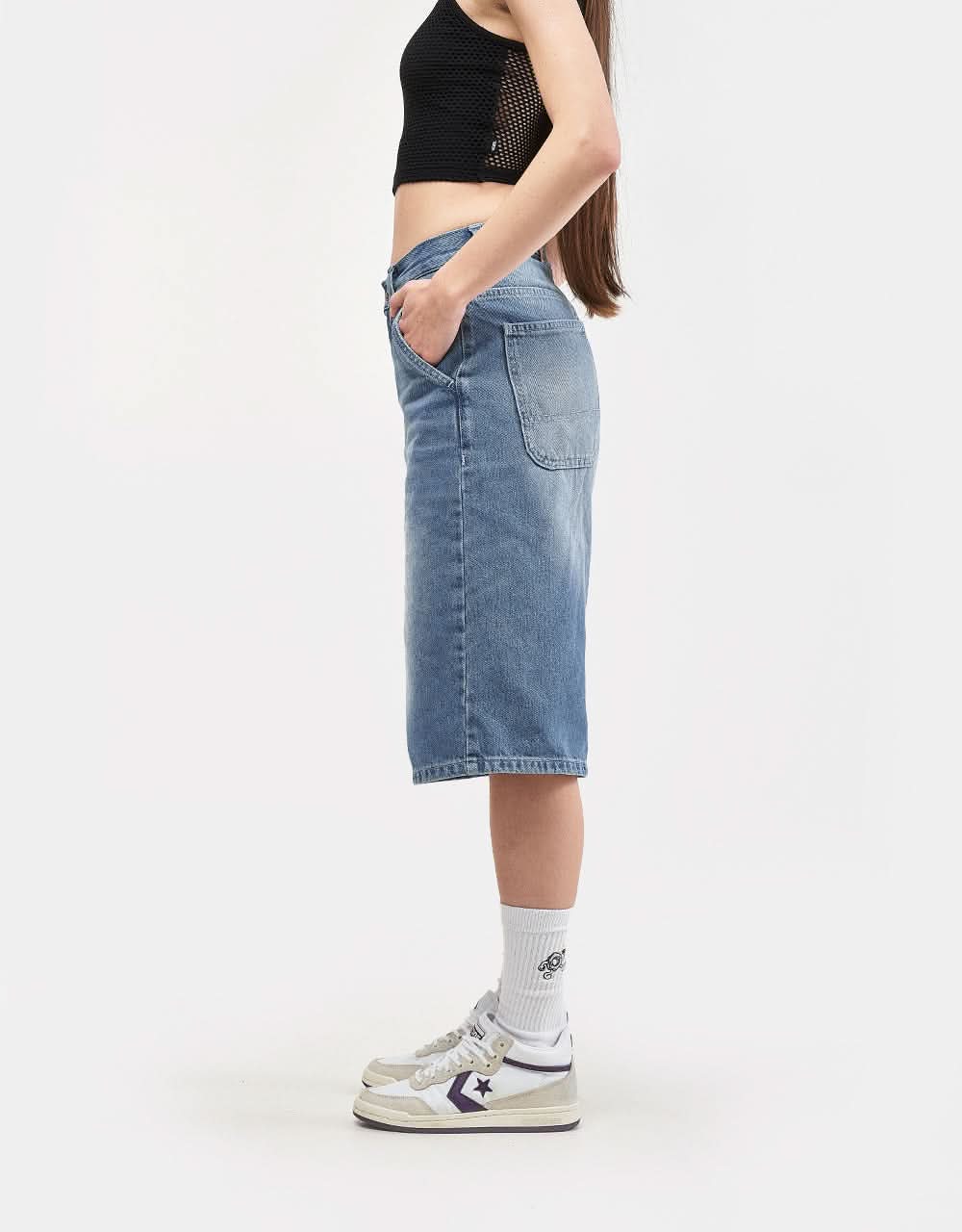 Route One Super Baggy XL Jorts - Washed Blue - Image 7
