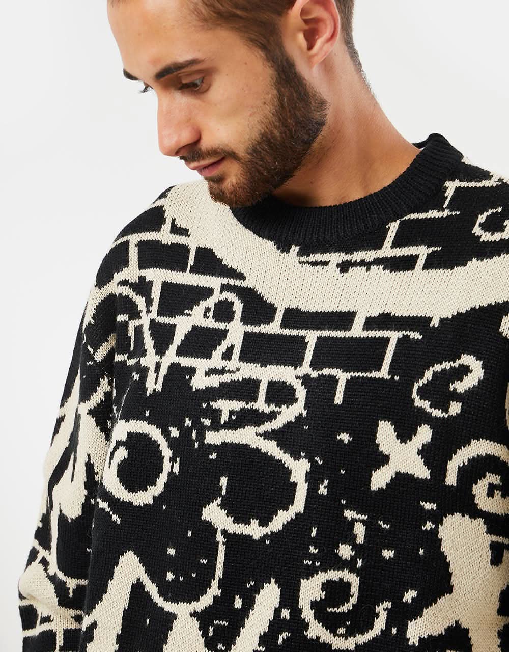 Route One Defaced Knitted Sweater - Black/Ivory Cream - Image 2