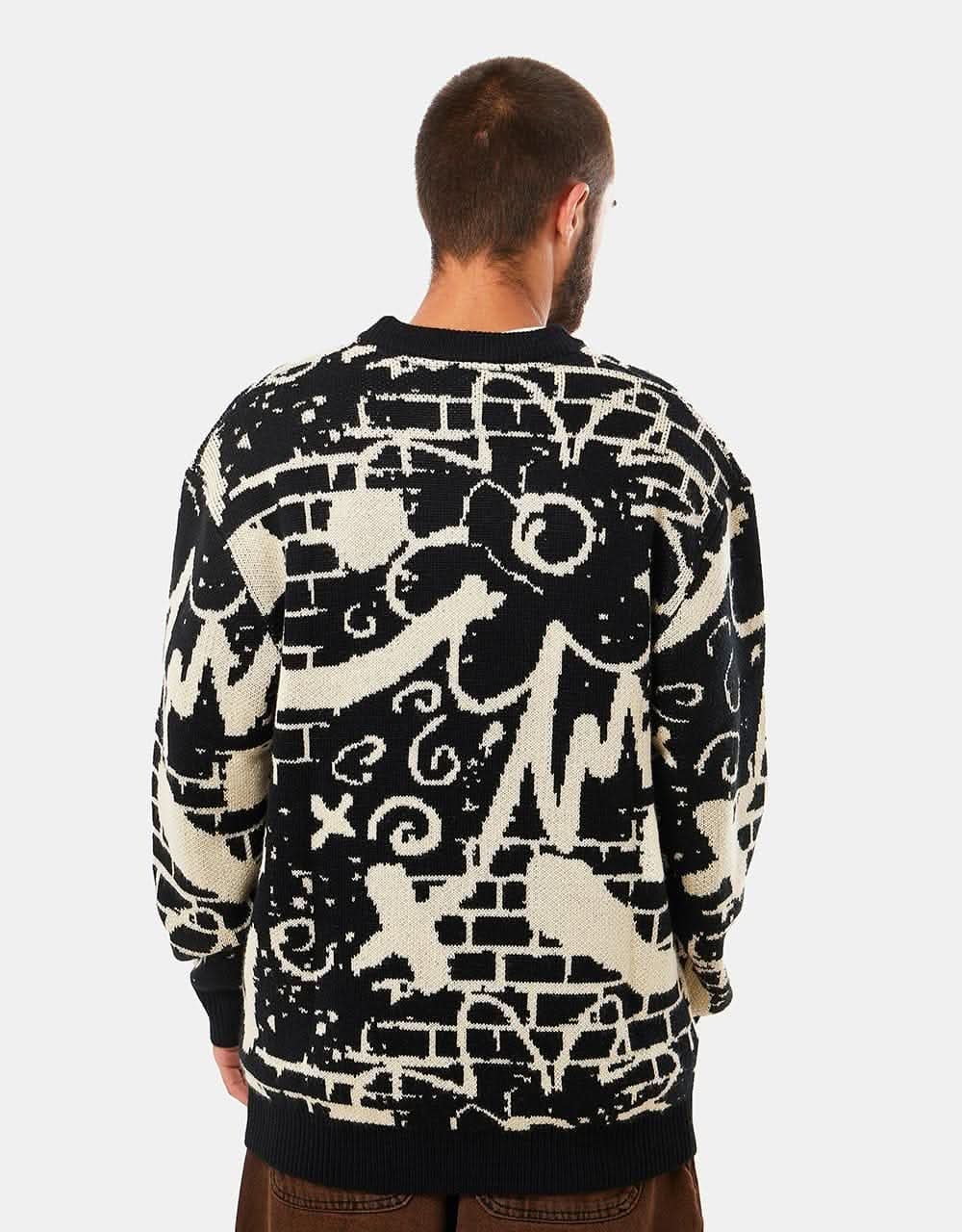 Route One Defaced Knitted Sweater - Black/Ivory Cream - Image 3