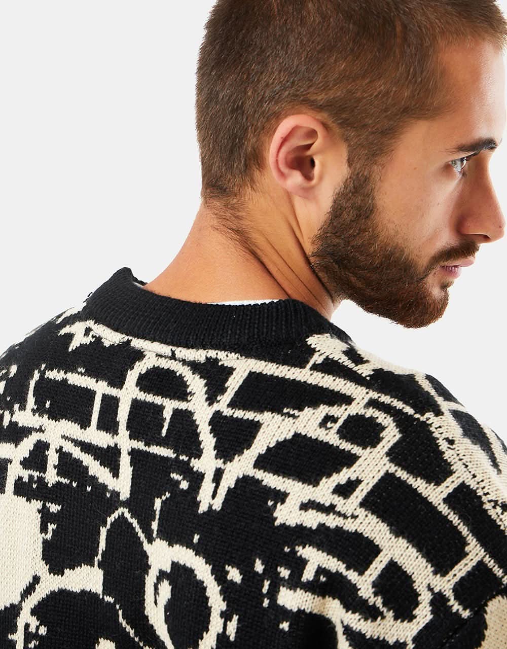 Route One Defaced Knitted Sweater - Black/Ivory Cream - Image 4