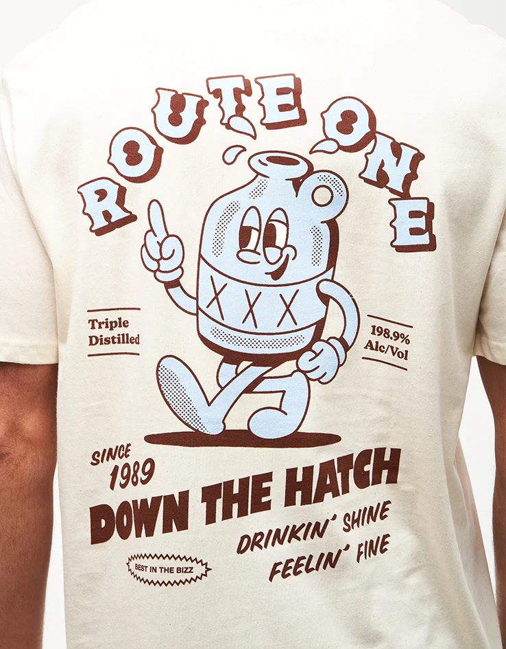 Route One Down The Hatch Organic T-Shirt - Natural Raw - Image 3